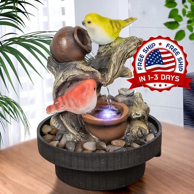 Fuente De Agua De Mesa Interior Cascada Relajante Luces LED Para Hogar Y Oficina