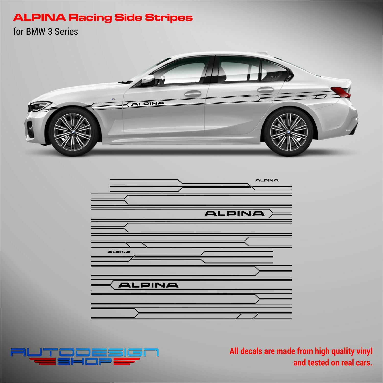 ALPINA Racing Side Stripes decals Set for BMW 3 series /4