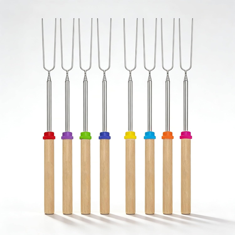 32-Inch Extendable Marshmallow Roasting Sticks Telescoping Roaster Forks Safe fo