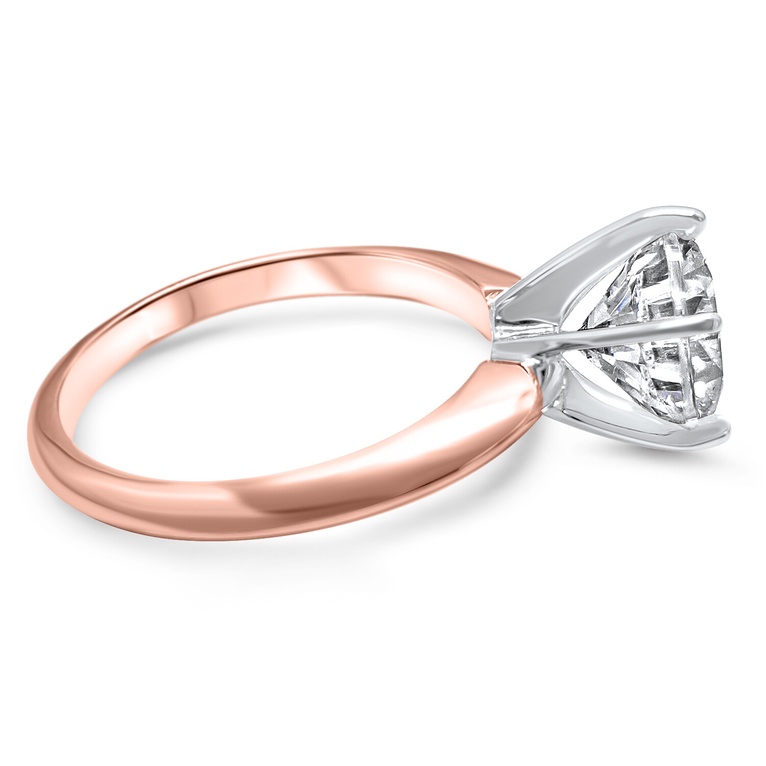 Pre-owned Swarovski Cz Cubic Zirconia Solitaire Ring 14k Rose Gold 2 Carat 6 Prong Engagement In Clear