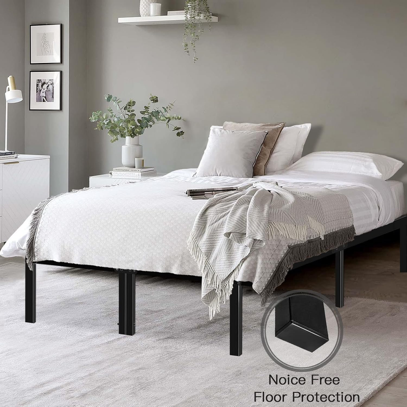 18 Inch Full Bed Frame No Box Spring Needed Metal Platform Bedframe with Storage