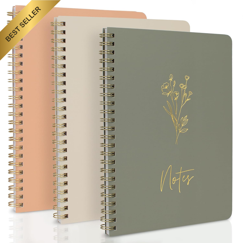 3 Pack Spiral Notebook Set Aesthetic School Perfect Supplies A5 Wide Ruled 160 P