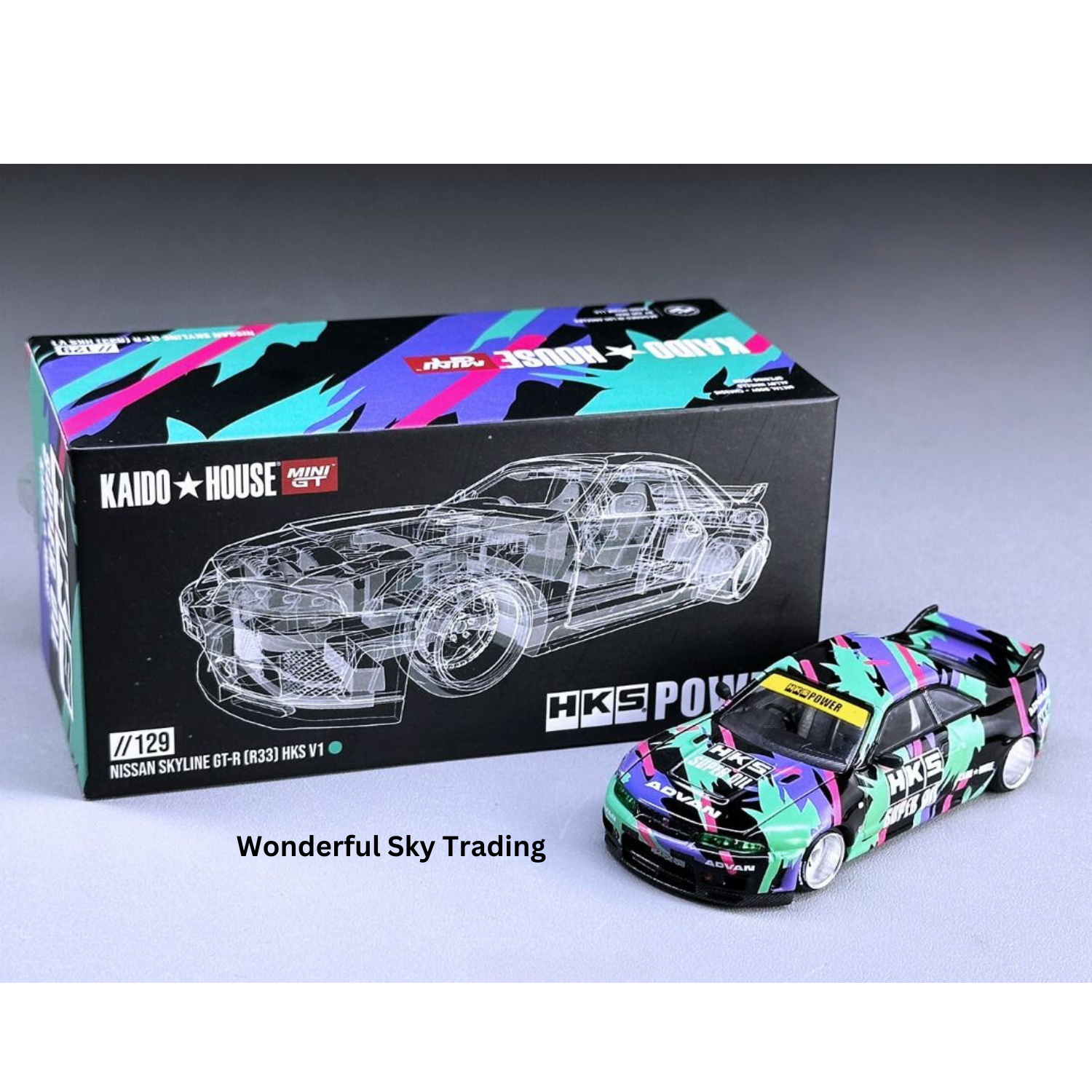 Kaido House x Mini GT Nissan GT-R (R33) HKS V1 KHMG129 1/64