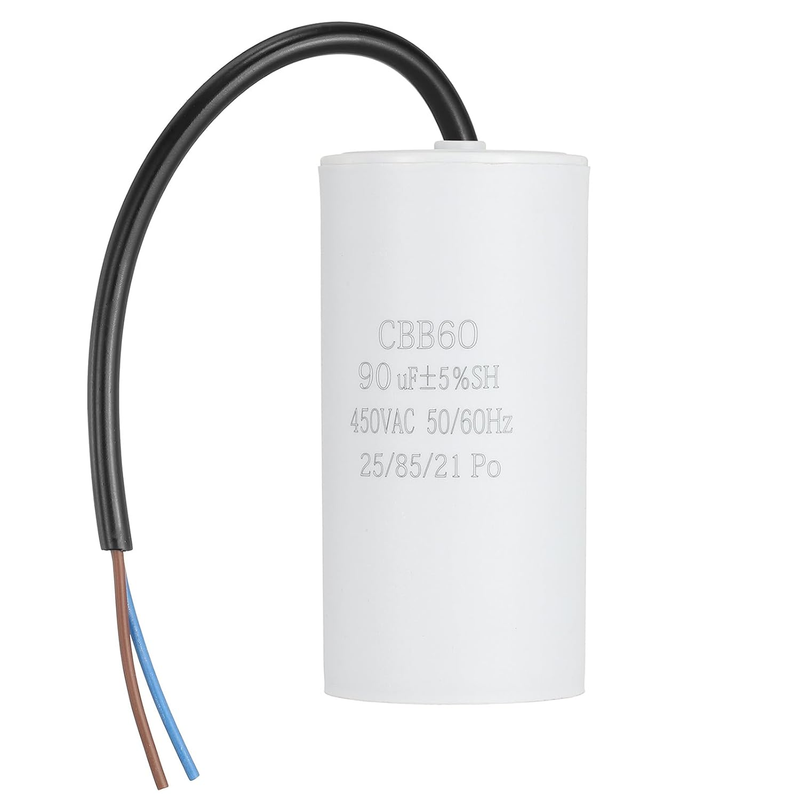 CBB60 Run Capacitor 90Uf 450V 2 Wires for Air Compressor Water Pump Motor