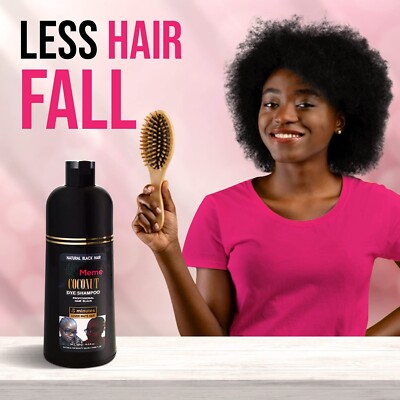 Meme - Coconut Oil Black Hair Dye Shampoo - 16.9 Fl. Oz, No Fade Hair Color W...