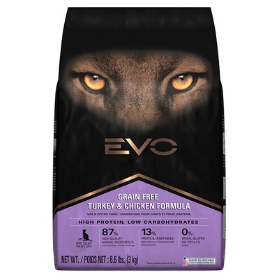 UPC 751485414010 product image for Evo Grain Free Turkey & Chicken Formula Dry Cat Food, 6.6 Lb | upcitemdb.com