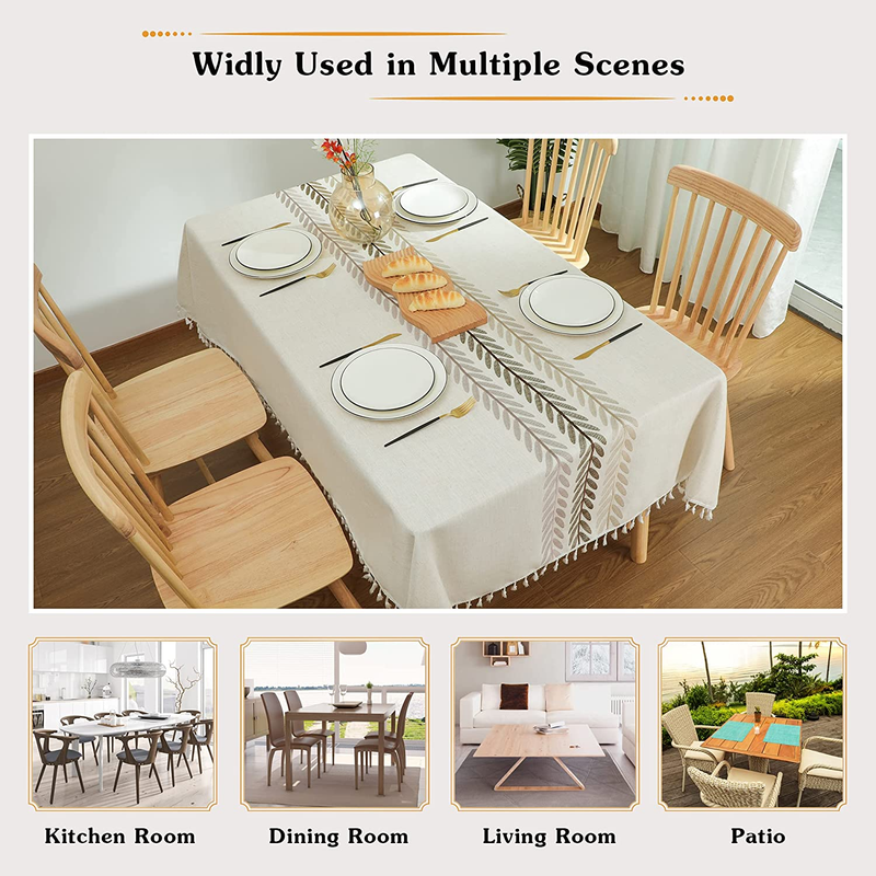 Laolitou Rustic Tablecloth Cotton Linen Waterproof Tablecloths Burlap Table Clot