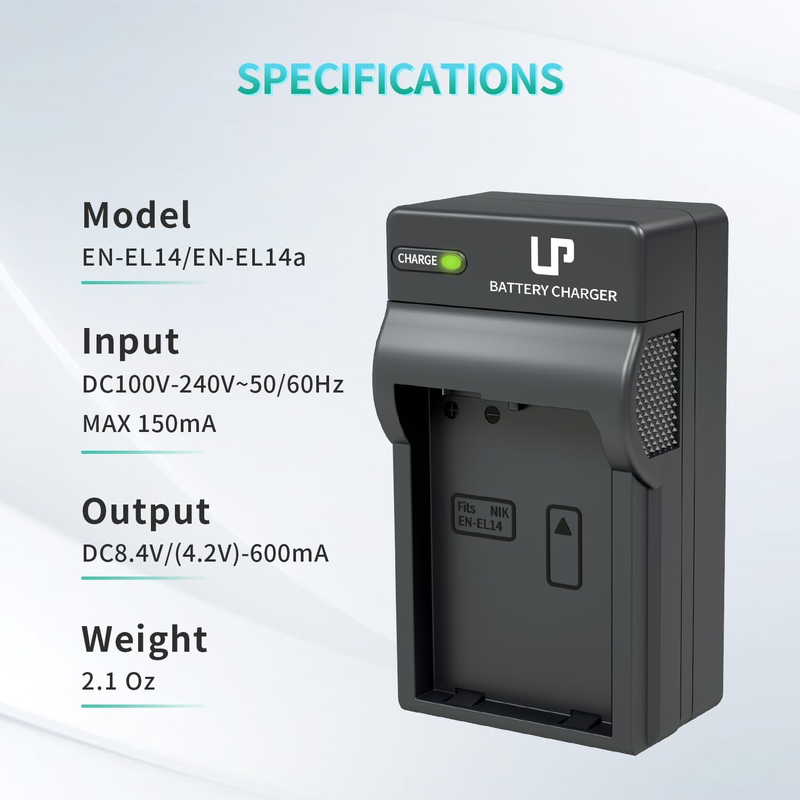 EN-EL14 EN EL14a Battery Charger, Charger Compatible with Nikon D3500, D5600, D3