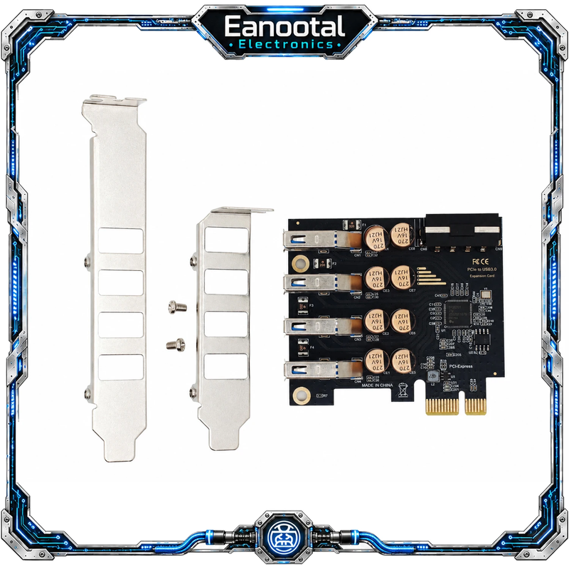 4 Port USB 3.0 PCIe Expansion Card USB-A High Speed 5Gbps Desktop PC Adapter wit
