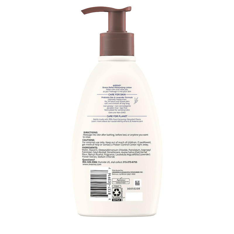 Aveeno Stress Relief Moisturizing Body Lotion w/ Lavender, Natural Oatmeal, 12oz