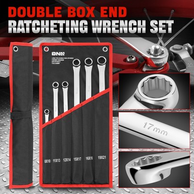 [6шт] Набор инструментов для гаечного ключа с храповым механизмом с двойным торцом из стали CR-V толщиной 8-21 мм