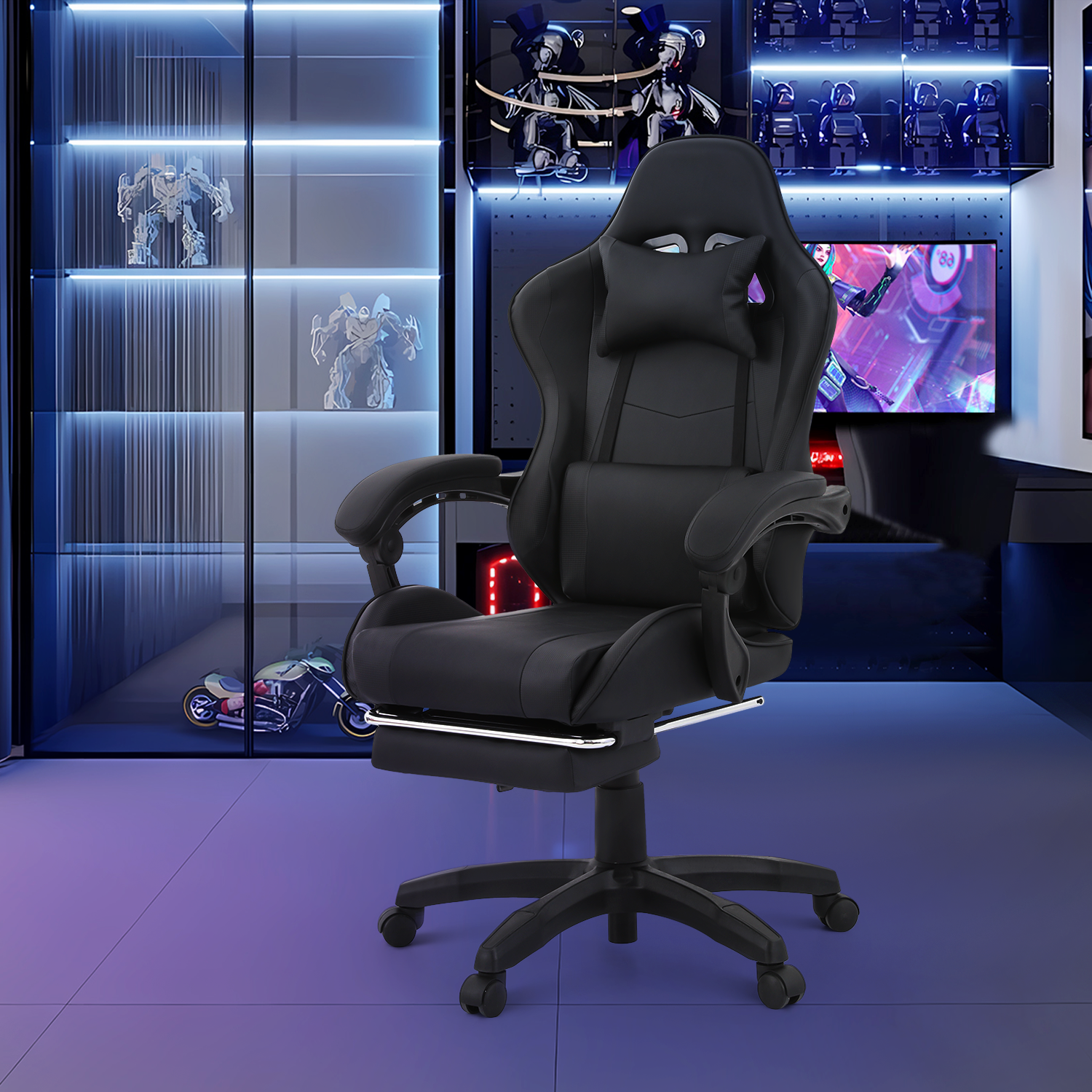 [LUMBAR SUPPORT+FOOTREST] Reclinable Gaming Chair Ergonomic Computer Swivel Seat