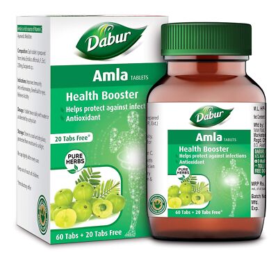 DABUR Amla-Health Booster| Antioxidants | protection against infection. 80 tabs