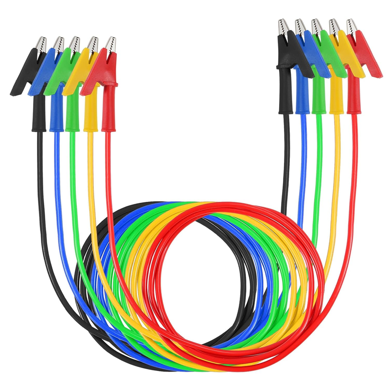 5Pcs 15A Alligator Crocodile Clips Electrical Test Leads Set Jumper Wires Cables