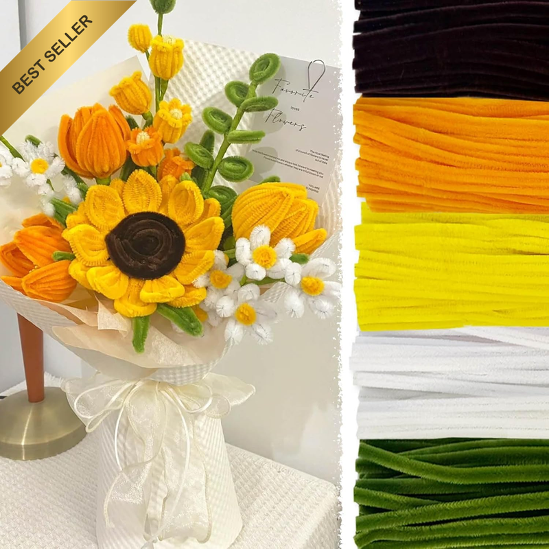 Pipe Cleaners Craft, Sunflower Color Set, 5 Colors 500Pcs Thick & Durable Chenil