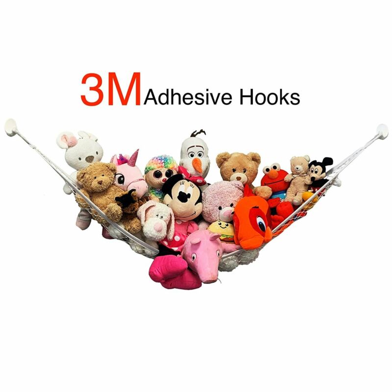 Large Stuffed Animal Hammock - NO Drilling, 3M Adhesive Hooks - Storage Net...