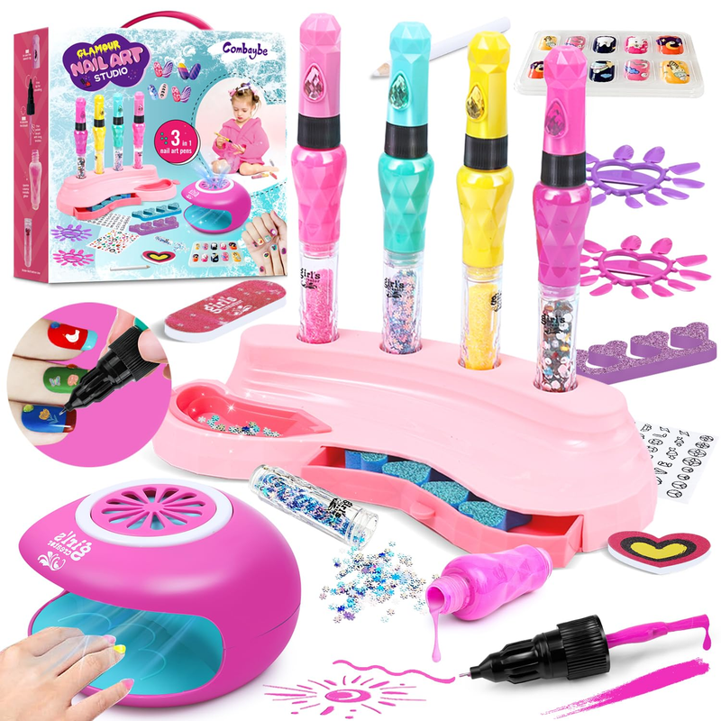 Kids Nail Polish Set for Girls - Nail Art Kit for Kids Age-Non Toxic Nail Polish