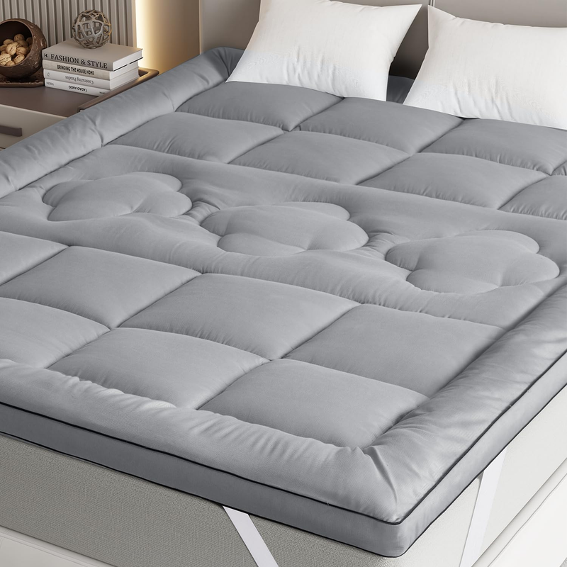 FLEXPEDIC Mattress Topper Queen,Extra Soft Pillow Top Mattress Topper for Firm B