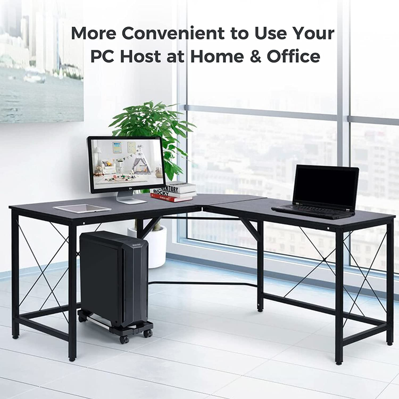 Computer Tower Stand, Adjustable Mobile CPU Stand with 4 Rolling Caster Wheels,