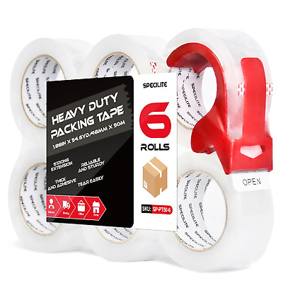 Heavy Duty Clear Packing Tape Shipping Packaging Sealing Tape 6 Rolls with Tape
