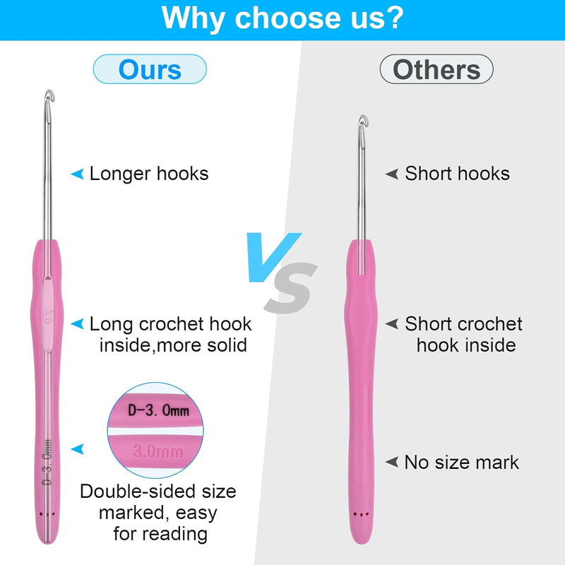 Crochet Hooks 12 Sizes Crochet Hook Set, 51 Pack Yarn Crochet Kit for Beginners,