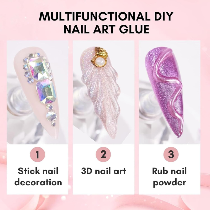 Nail Rhinestone Glue Gel - 30g Super Strong Adhesive Gel Nail Glue for 3D Glitte