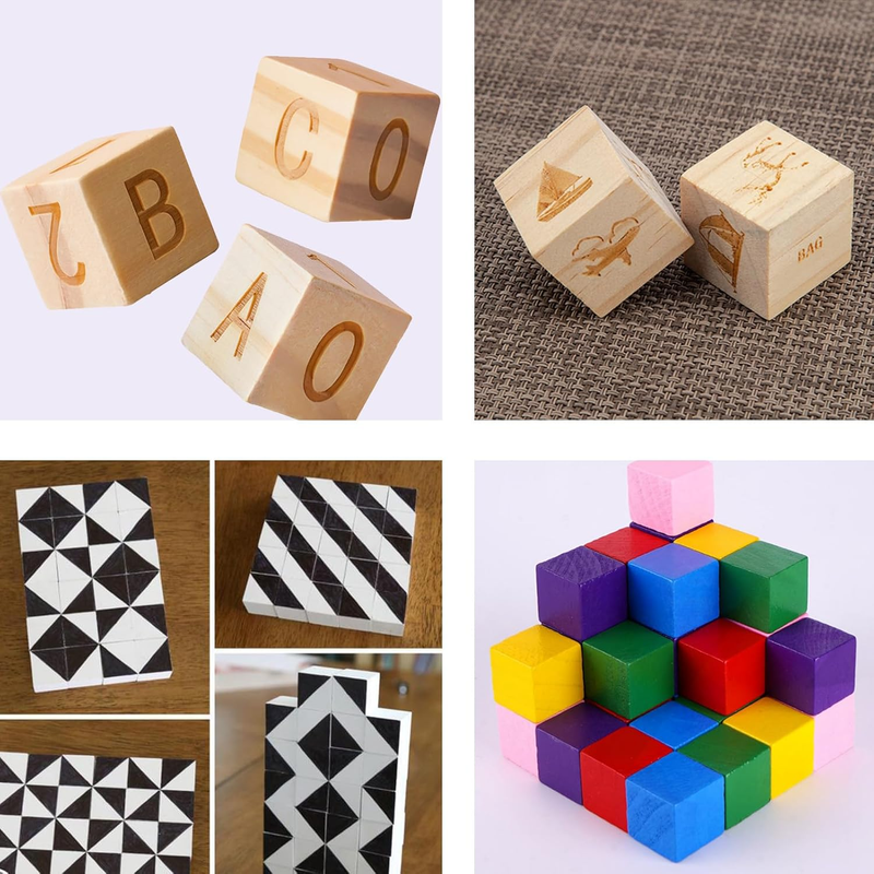 30 Pack 2 Inch Unfinished Wooden Cubes Wooden Blocks, Blank Pine Wood Blocks for