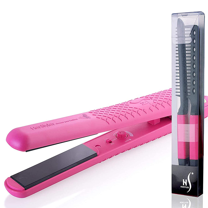 & V-shaped Comb Pink Dual Voltage And Adjustable Temperature