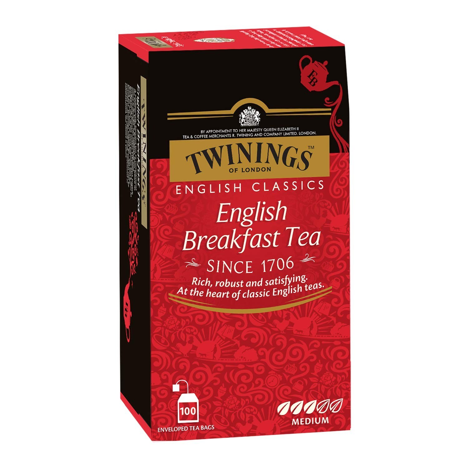 Twinings English Breakfast Tea, 100 Teabags, Premium Black Tea