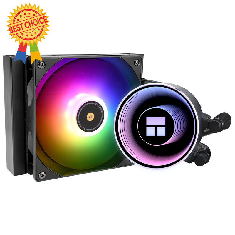 120mm ARGB Liquid CPU Cooler AIO, Black, Quiet PWM Fan, AMD AM5/AM4 Intel 1700