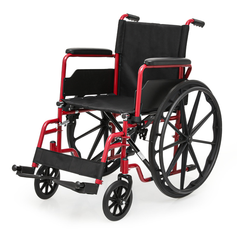[FDA APPROVED]Folding Manual Medical Wheelchair 18*16" Seat w/Armrest & Footrest