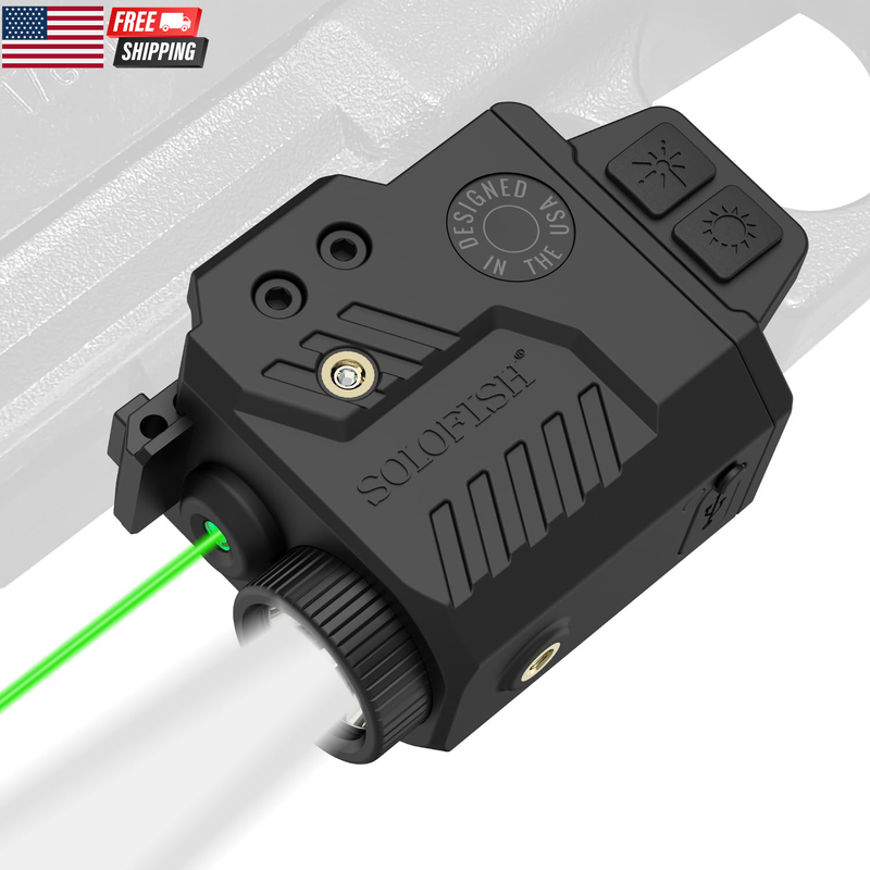 800 Lumens Pistol Light Laser Combo, Strobe Function for Green/Red/Blue Laser and Tactical Light with Slidable Rail Fits Guns W/Rail