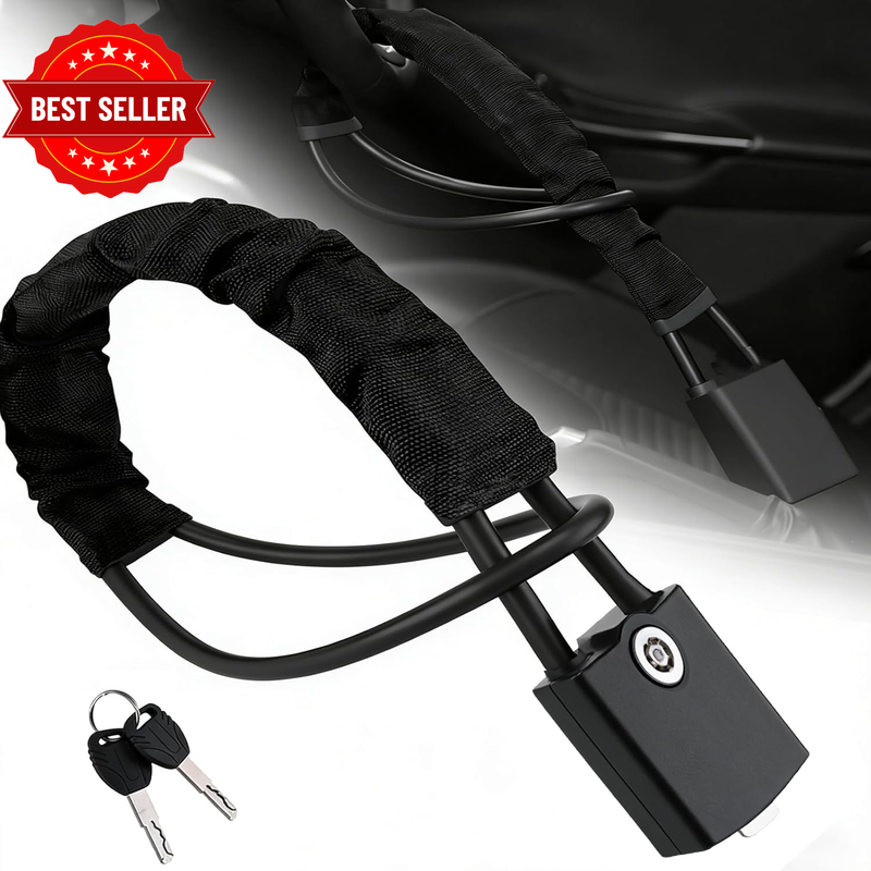 Heavy Duty Steering Wheel Lock and Anti-Theft Seatbelt Lock for Cars, Suvs & Ute