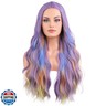 BERON Purple Mix Rainbow Wig Colorful Middle Part Wig Long Wavy Lavender Purple Wigs for Women Daily or Cosplay
