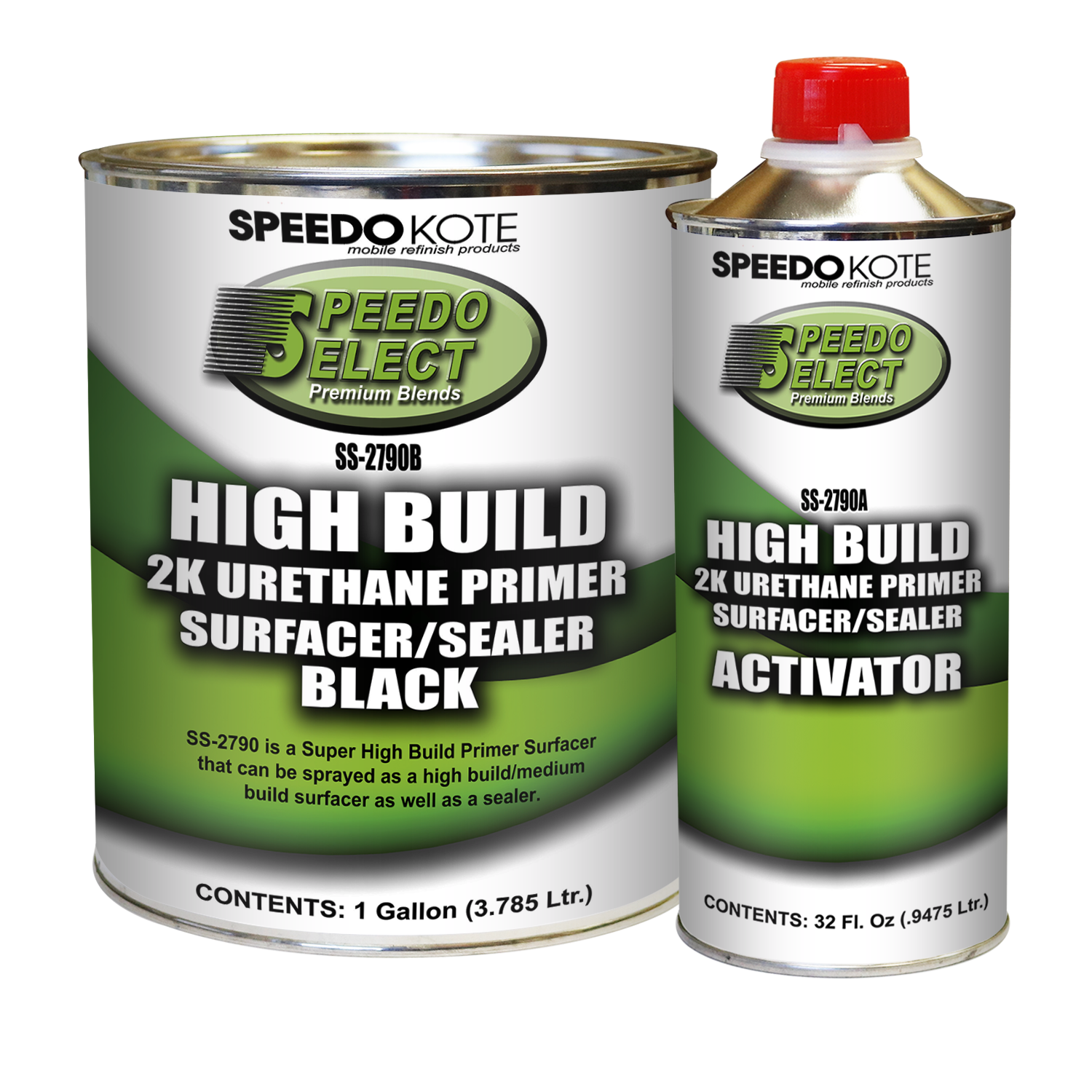 Super Fill High Build 2k Urethane Primer Black Gallon Kit, Ss2790b/ss