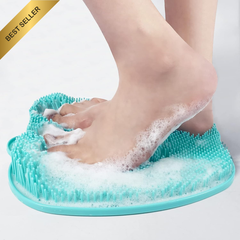 Green Silicone Shower Foot Scrubber Mat, Foot Scrubber for Shower, Dead Skin Rem