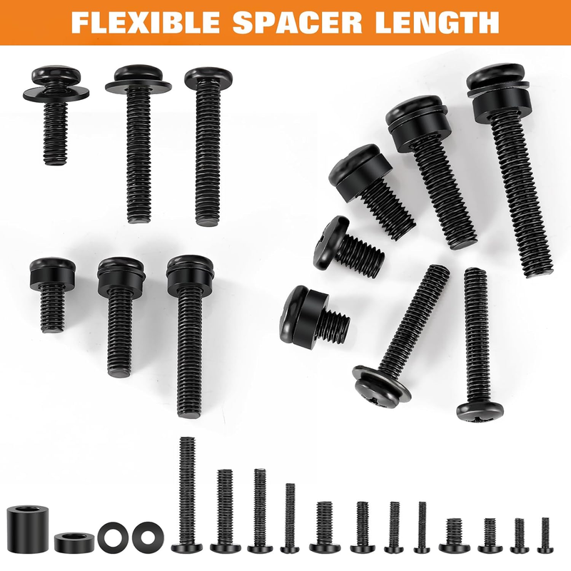 Universal TV Mounting Hardware Screw Kit Set - M4 M5 M6 M8 Screws,Spacers and Wa