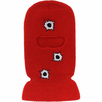 Gun Shots Ski Mask - Red One Hole Balaclava Bang BAng