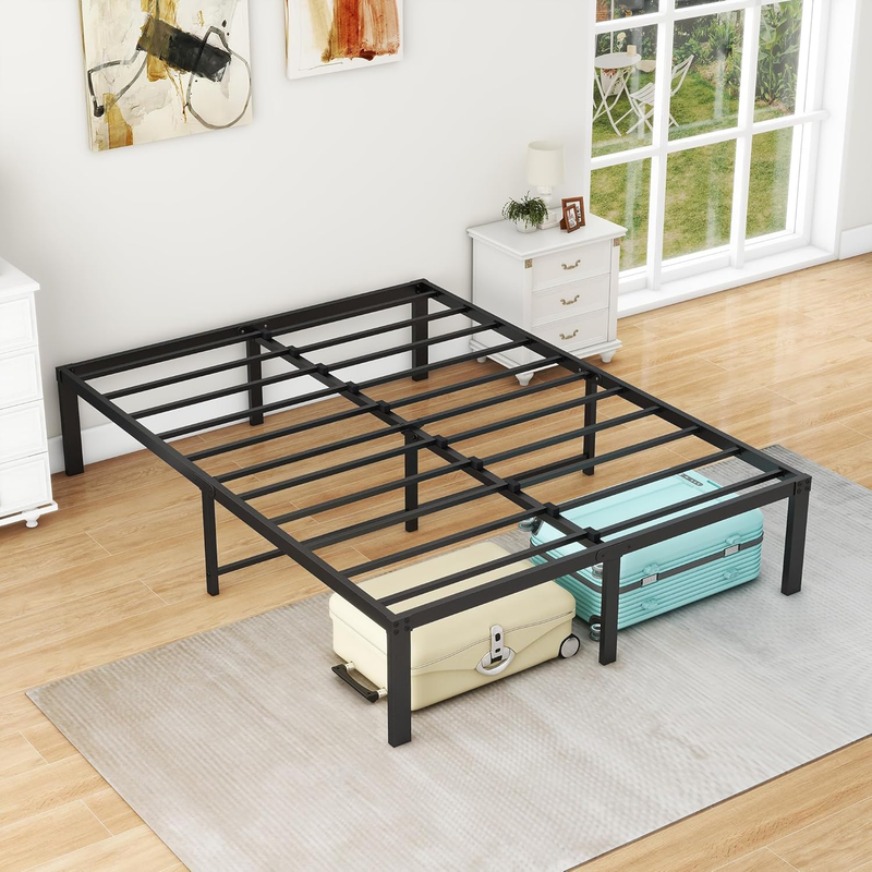 Full Bed Frame, Metal Platform Double Bed Frame, 14 inch, No Box Spring Needed,