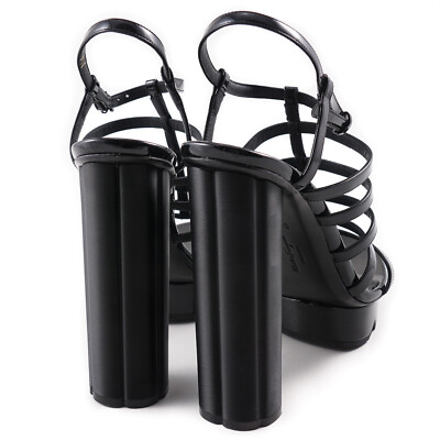 Pre-owned Ferragamo Salvatore  'alatrix' Patent Leather Platform Heels 9.5c $995 Shoes In Black
