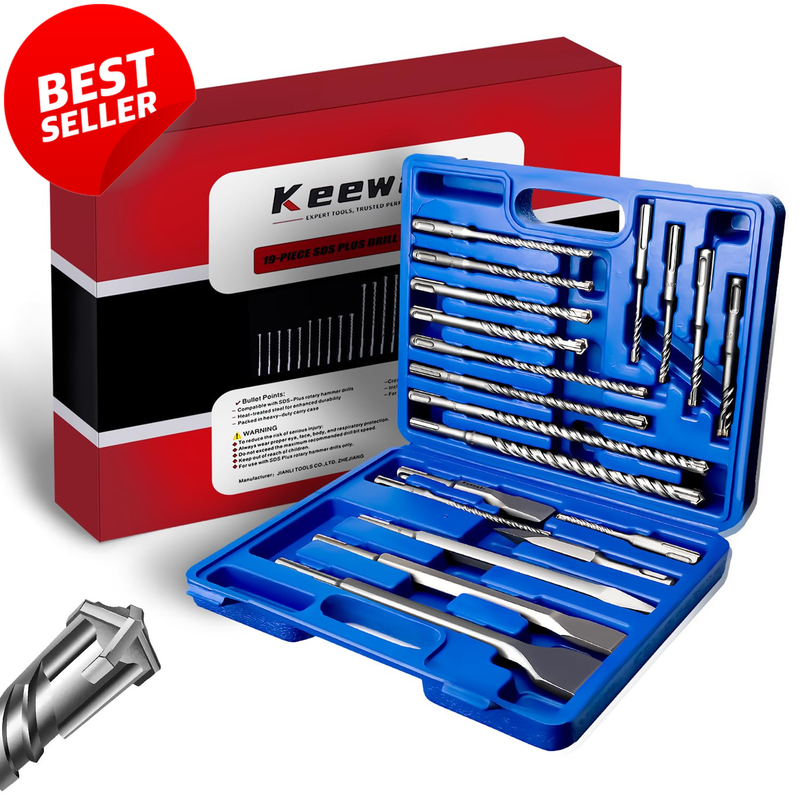 19Pc SDS Plus Hammer Drill Bit Chisel Set Concrete Brick Stone Masonry - US