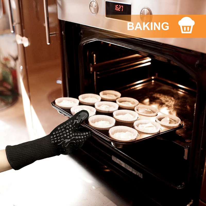BBQ Gloves, Heat Resistant Oven Mitts Grilling Gloves - 1472℉ Extreme Heat Resis