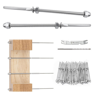 60Pack Cable Railing Kit Hand Swage Threaded Stud Tensioner for 1/8'' Cable for 4