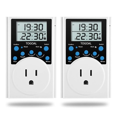 Digital Infinite Repeat Cycle Timer Plug with Countdown and 24 Hour Daily on-...