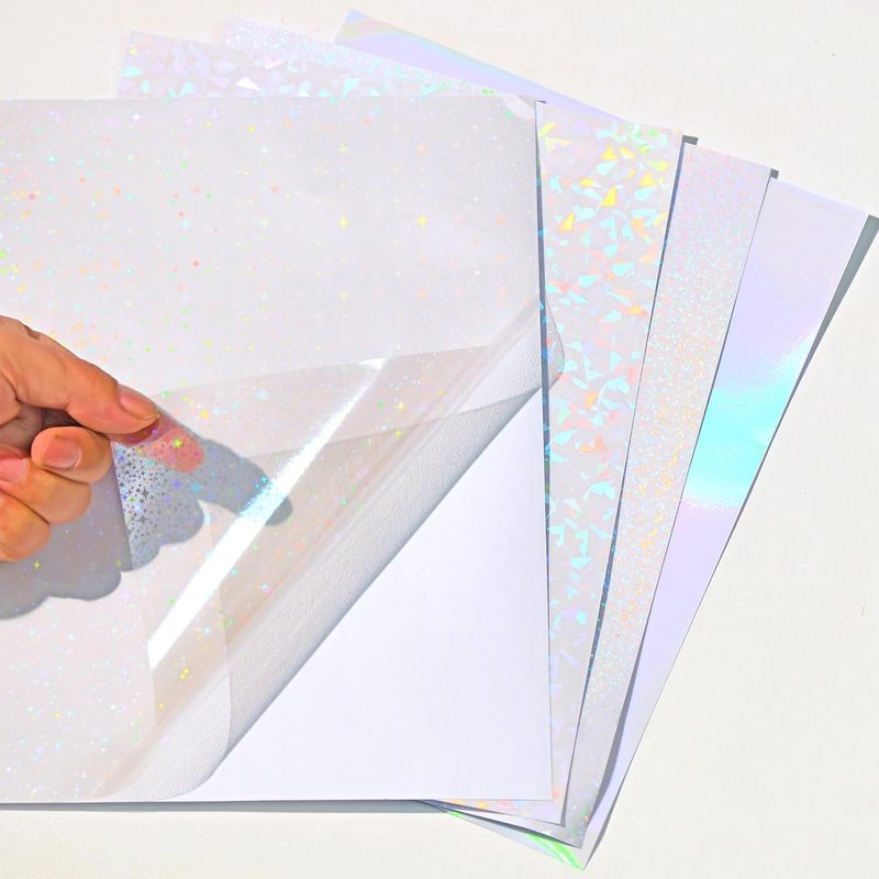 36 Sheets Holographic Sticker Paper Transparent Holographic Vinyl Laminate Film
