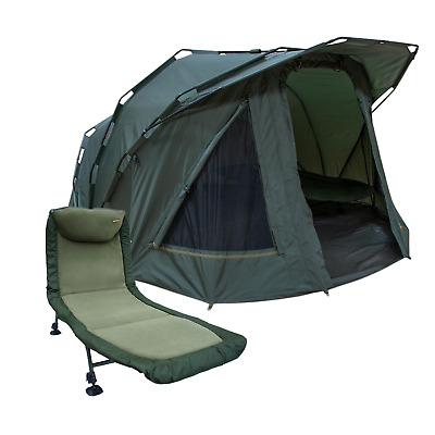 NGT XL Fortress with Hood 5000mm 2 Person Bivvy & NGT Classic Bed Chair