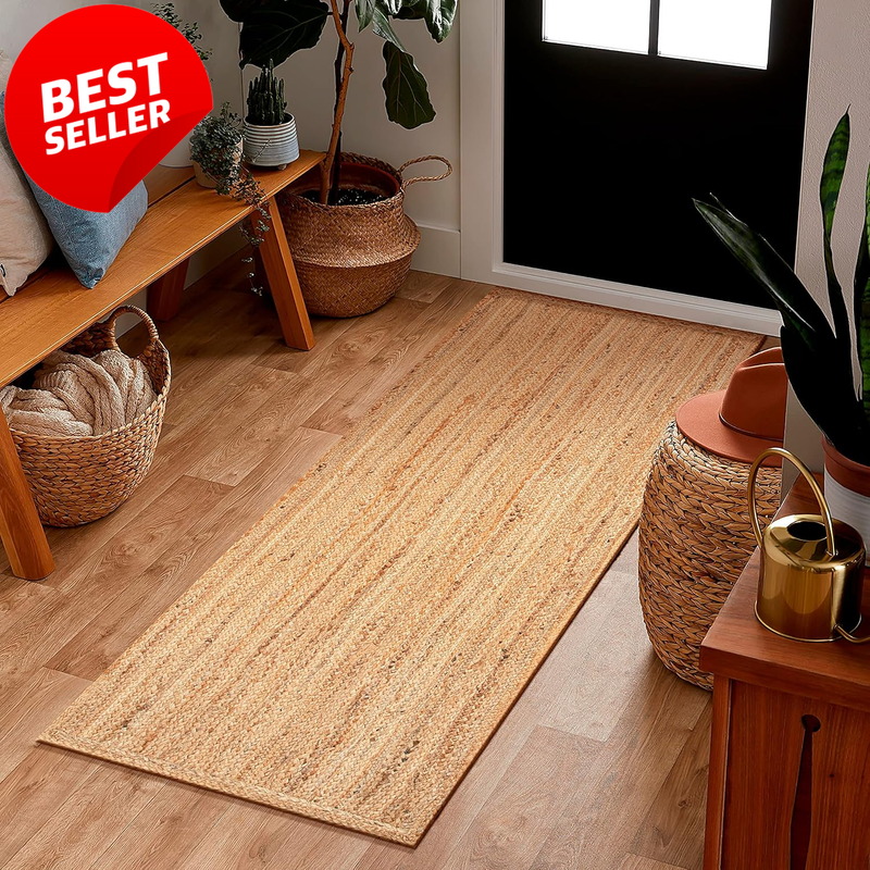 2x6 Jute Braided Runner Rug Natural Boho Farmhouse Hallway Kitchen - US
