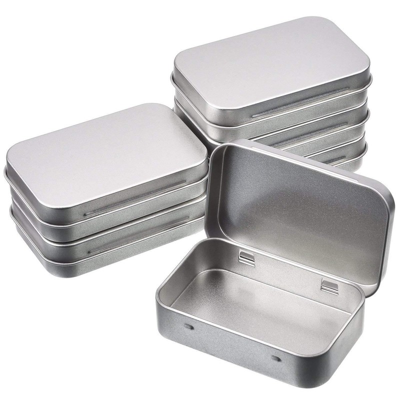 6pcs Small Rectangular Empty Metal Tins Storage Hinged Box Kit
