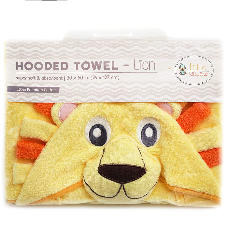 Premium Hooded Towel for Kids | Lion Design | Ultra Soft and Extra Large | 100%