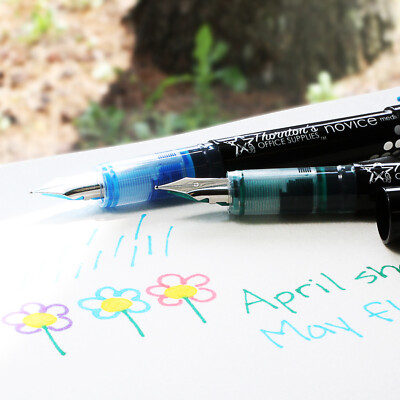 Thornton's Office Supplies Novice Disposable Fountain Pens, Medium Point, Blue I